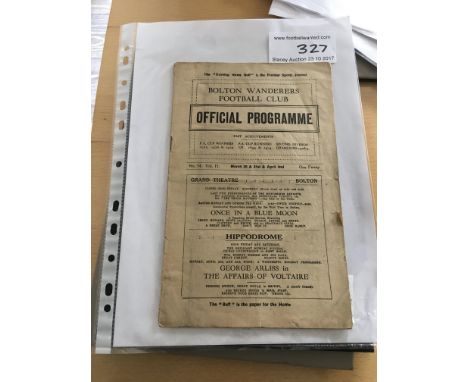 1933/34 Bolton Wanderers Football Programme: Easter programme covers 3 matches which are 1st team league matches v Nottingham