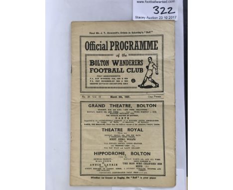 1936/1937 Bolton Wanderers v Birmingham City Football Programme: 12 page programme dated 6/3/1937 is good with no team change