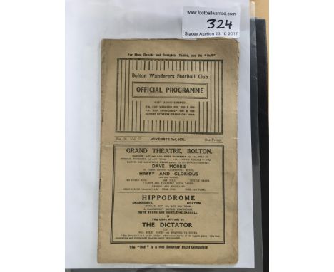 1935/36 Bolton Wanderers v Blackburn Rovers Football Programme: 12 page first team league match in very good condition with n