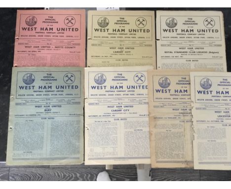 West Ham Home Football Programmes 50/51: First team matches include Festival of Britain Liegeois. All programmes have two scr