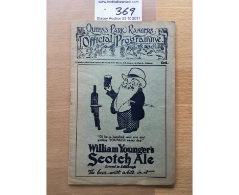 25/26 QPR v Southend United Reserve Football Programme: London Combination dated 21/11/1925. Very good condition with no team