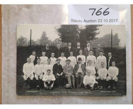 1907/1908 Norwich City Football Postcard: Original Postcard by Wilkinson has players names printed to rear with address and m