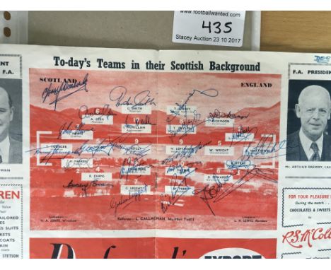 1956 Scotland v England Fully Signed Football Programme: Team page in the middle has been fully signed by both teams neatly b