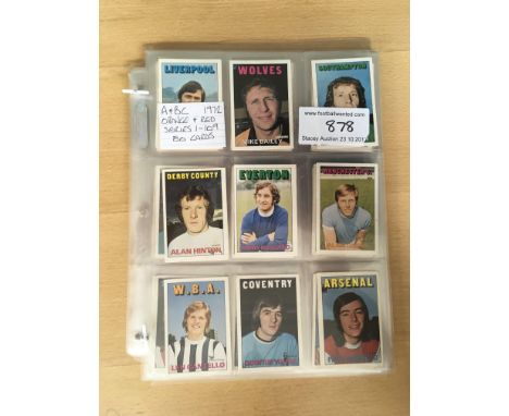 A+BC 1972 Footballers Football Cards: From the light red series in good condition an incomplete run from series 1-109. (80)