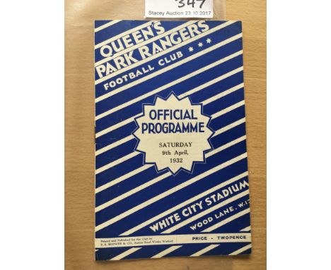 31/32 QPR v Reading Football Programme: Excellent condition programme from the first season at White City Stadium dated 9/4/1