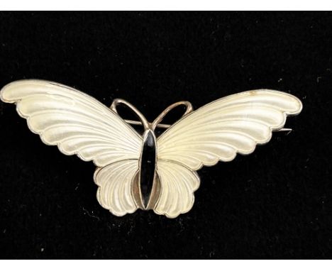 Silver and enamel butterfly pin brooch 