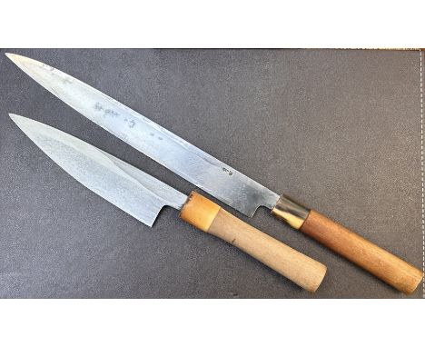 Rare Antique Japanese Chefs knife SET of two knifes signed ARITSUGU &amp; ITTETSUSAI.Knife 1).Rare Antique Japanese Chefs kni