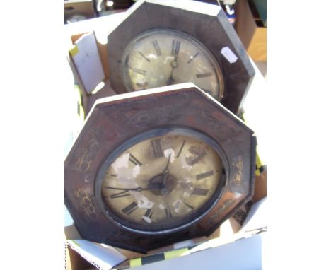 Late 19th/early 20th C postman's alarm with octagonal case and a similar wall clock 