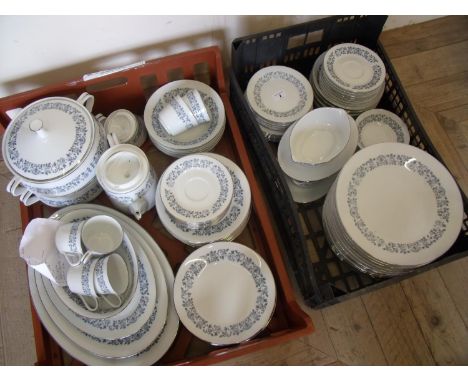 Comprehensive 12 place Noritake royal blue dinner service with six place tea service, various serving plates, tureens etc. 