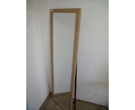 Modern light wood framed laminate floor standing mirror with easel frame (48cm x 158cm) 