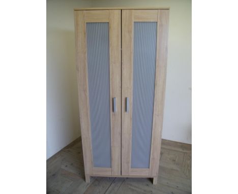 Light oak laminate double door wardrobe (width 81cm) 