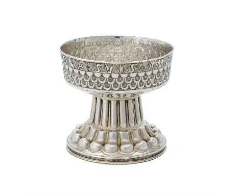 A silver replica of the Holmes Cup by George Nathan & Ridley Hayes, Chester 1908, the circular bowl engraved BENEDICTUS DEUS 