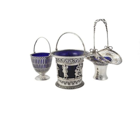 A Victorian silver cylindrical basket by William Wrangham Williams, London 1862, with a cable twist swing handle, with pierce