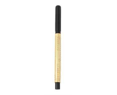 Mabie Todd & Co., Swan Pen, circa 1910, the black resin cap to an engine turned rolled gold barrel, stamped Swan Pen Mabie To