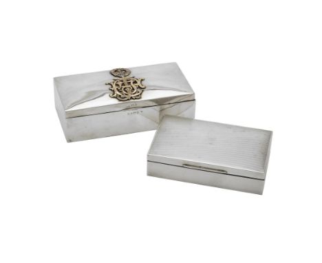 A Victorian silver and gold coloured mounted rectangular cigarette box by John Millward Banks, Birmingham 1892, the cover wit