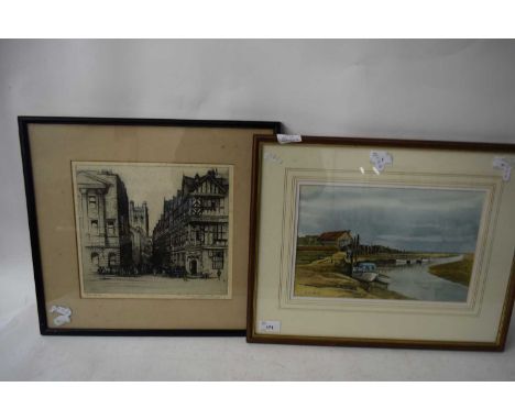 GEOFFREY REID, BLAKENEY NORFOLK, WATERCOLOUR, TOGETHER WITH SHARLAND, CHESTER CATHEDRAL, SIGNED PRINT, BOTH F/G (2)