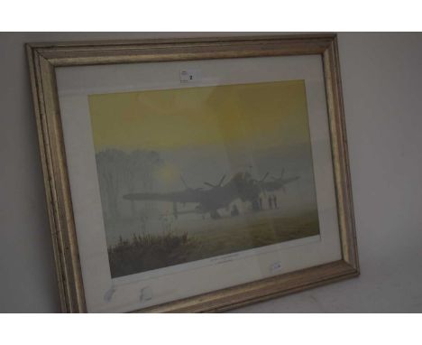 COLOURED PRINT AFTER GERALD COULSON 'OFF DUTY LANCASTER AT REST'