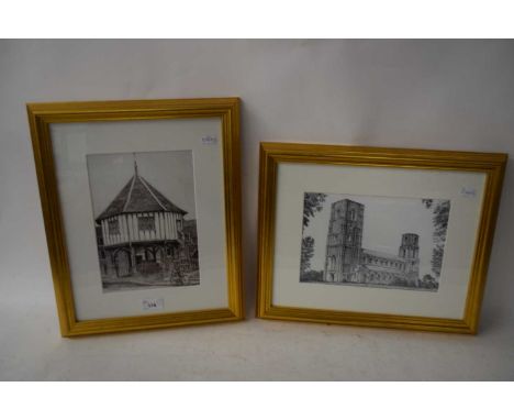 MIXED LOT - PRINT OF WYMONDHAM ABBEY AND A PRINT OF WYMONDHAM MARKET CROSS (2)