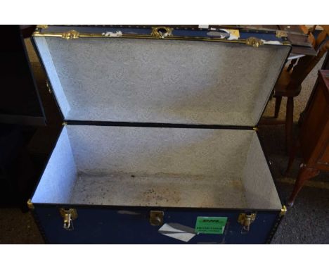 LARGE VINTAGE BLUE TRUNK, 99CM WIDE