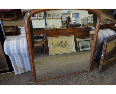 MODERN PINE FRAMED ARCH TOP OVERMANTEL MIRROR, 101CM WIDE