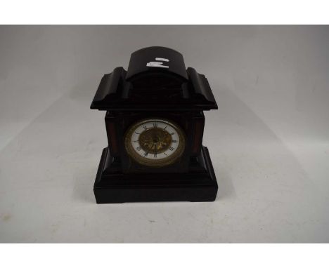 BLACK SLATE CASED MANTEL CLOCK