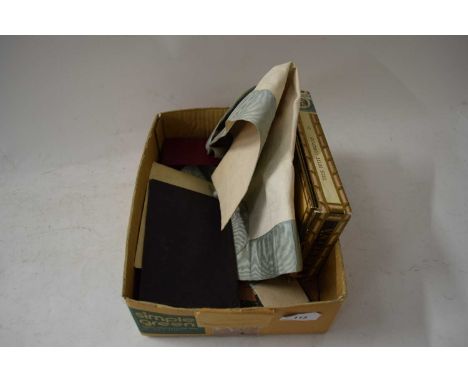 BOX VARIOUS MIXED ITEMS TO INCLUDE SOLDIER'S SERVICE AND PAY BOOK, BOARD OF TRADE CONTINUOUS CERTIFICATE OF DISCHARGE, MASONI