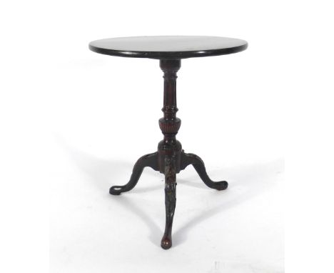 Miniature Furniture: a Georgian-type mahogany tilt-top table on a turned tripod base, d. 23 cm