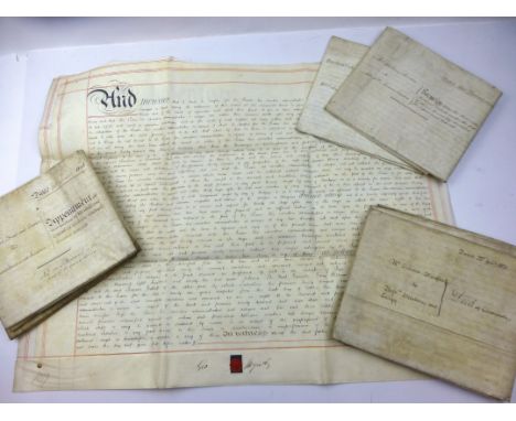 Legal Miscellany : A collection of fourteen 19th.Century manuscript vellum documents with dates between 1814 and 1875 featuri