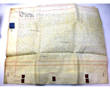 Legal Miscellany : A collection of eleven 19th.Century manuscript vellum documents with dates between 1819 and 1849 featuring