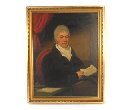 English School, 19th century,A half length portrait of a gentleman wearing a white cravat,unsigned, oil on canvas,89 x 69 cm 