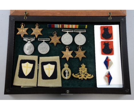 Two 1939-1945 War Medals, Defence Medal, two 1939-1945 Stars, two Africa Stars, an Italy Star and a Territorial Medal, Royal 