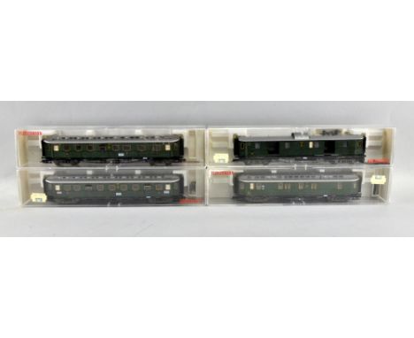 Fleischmann 00 gauge carriages No's 5083, 5080, 5079 and 5082, all boxed, 