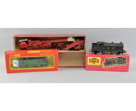 Hornby Dublo No2217 locomotive in black, together with locomotive Tri-ang Hornby no R.219 brick wagon, boxed, Hornby Dublo No