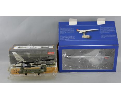 British Airways Premium quality die-cast model of Concorde 1.200 scale, and a Syma boxed die-cast model Cargo-Transport plane