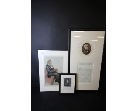 Original Vanity Fair 'Spy' print, 'Bells', 34cm x 19cm mounted, unframed, and three other pictures