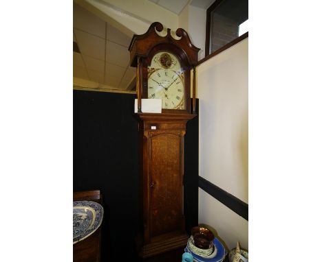 19th century oak 30 hour longcase clock by Thomas Wallace of Brampton