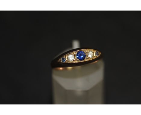 9ct gold sapphire and diamond ring, size I, 1.9grams