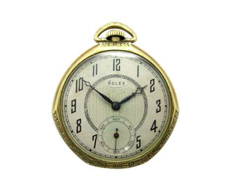 Rolex; A 1930's/40's Openface Pocketwatch Produced for Sale in Canada, The signed dial with Arabic numerals and seconds subsi