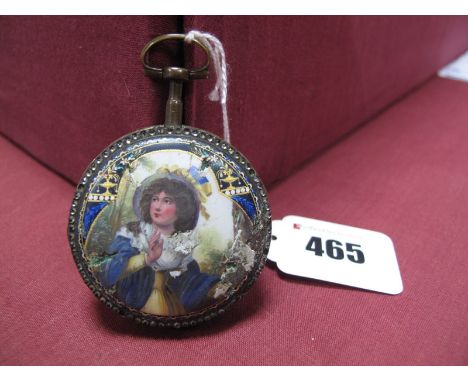 Fres Deroches; An XVIII Century Openface Pocketwatch, the signed white dial (chipped, cracked, lacking hands) with Arabic num