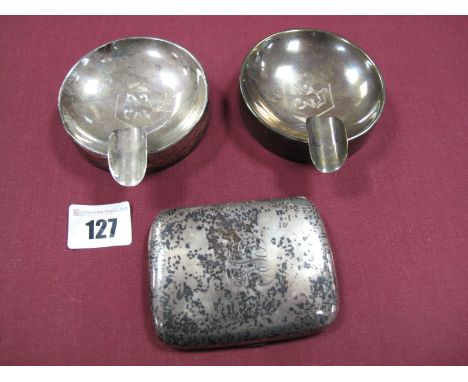 A Pair of Hallmarked Silver Ashtrays, Walker &amp; Hall, Sheffield 1927, each inscribed "23" and bearing the 1924 British Emp