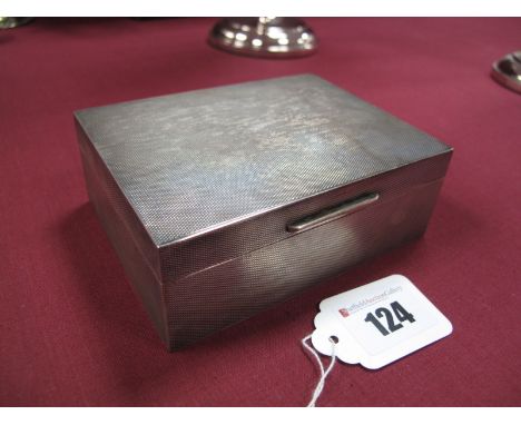 Asprey; A Hallmarked Silver Cigarette Box, Chester 1918, of rectangular form, allover engine turned, 11.5cms wide.