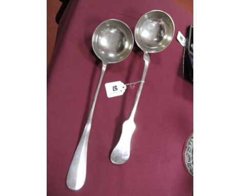 An Austrian Ladle, with circular bowl and shaped handle, initialled; Together with Another Austrian Ladle, stamped "F Kreuzig
