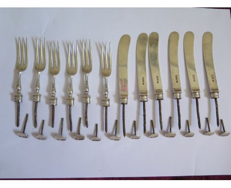 A Victorian Set of Six Knife and Fork Parts, 457g gross.