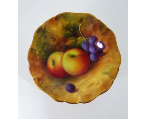 A Small Royal Worcester Fruit Decorated Dish, signed A. Shuck, 9.5cm diam., 1935 
