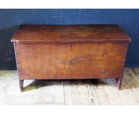 An Early and Possibly Unique Robert 'Mouseman' Thompson Carved Oak Coffer of crude construction with adzed oak top and sides 