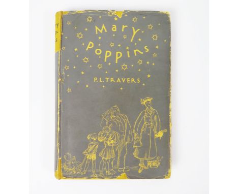 Mary Poppins, P.L. Travers, first edition 1934, Gerald Howe Ltd., yellow cloth binding with dust jacket. Dust jacket with los
