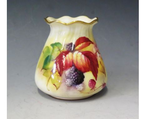 A Royal Worcester Vase decorated with blackberries, brambles and blossom, signed K. Blake, c. 8.5cm, 1930 