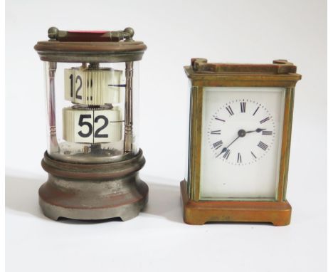 A Brass Carriage Clock and calendar 