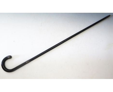 A London Silver Mounted Ebony Walking Stick, 92cm 