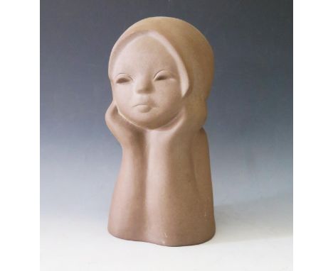 A 1960's TEKT Ceramic Bust, paper labels, 27cm 